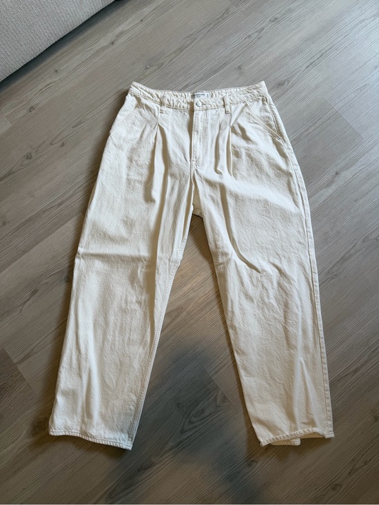 Abercrombie & Fitch Denim - Abercrombie & Fitch The Loose High Rise Pleated Jeans Cream 32/14R